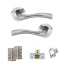 STATUS Texas Door Handle Pack (Latch Set - 3" CE Latch, 4" Slim Knuckle Hinges x2) - Satin Chrome