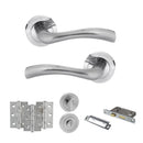 STATUS Texas Door Handle Pack (Bathroom Set - 2.5" CE Bathroom Lock, 3" Premium Hinges x3) - Satin Chrome