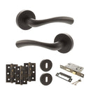STATUS Texas Door Handle Pack (3 Lever Lock Set - 2.5" CE Sashlock, 3" Premium Hinges x3) - Urban Dark Bronze