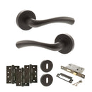 STATUS Texas Door Handle Pack (3 Lever Lock Set - 3" CE Sashlock, 4" Fire Rated Hinges x3) - Urban Dark Bronze
