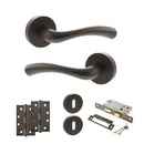 STATUS Texas Door Handle Pack (3 Lever Lock Set - 3" CE Sashlock, 4" Slim Knuckle Hinges x2) - Urban Dark Bronze