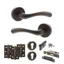 STATUS Texas Door Handle Pack (Euro Lock Set - 2.5" CE Sashlock, 3" Premium Hinges x3) - Urban Dark Bronze
