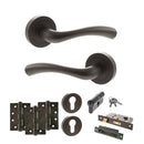 STATUS Texas Door Handle Pack (Euro Lock Set - 3" CE Sashlock, 4" Fire Rated Hinges x3) - Urban Dark Bronze