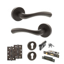 STATUS Texas Door Handle Pack (Euro Lock Set - 2.5" CE Sashlock, 4" Slim Knuckle Hinges x2) - Urban Dark Bronze