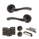STATUS Texas Door Handle Pack (Bathroom Set - 3" CE Bathroom Lock, 3" Premium Hinges x3) - Urban Dark Bronze