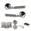 STATUS Dakota Door Handle Pack (Bathroom Set - 3" CE Bathroom Lock, 4" Fire Rated Hinges x3) - Black Nickel/Polished Chrome