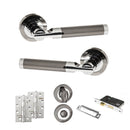 STATUS Dakota Door Handle Pack (Bathroom Set - 3" CE Bathroom Lock, 4" Slim Knuckle Hinges x2) - Black Nickel/Polished Chrome