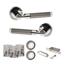 STATUS Dakota Door Handle Pack (3 Lever Lock Set - 2.5" CE Sashlock, 4" Fire Rated Hinges x3) - Black Nickel/Polished Chrome