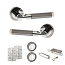 STATUS Dakota Door Handle Pack (3 Lever Lock Set - 2.5" CE Sashlock, 4" Slim Knuckle Hinges x2) - Black Nickel/Polished Chrome