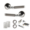 STATUS Dakota Door Handle Pack (Euro Lock Set - 3" CE Sashlock, 4" Slim Knuckle Hinges x2) - Black Nickel/Polished Chrome