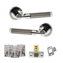 STATUS Dakota Door Handle Pack (Latch Set - 3" CE Latch, 4" Fire Rated Hinges x3) - Black Nickel/Polished Chrome