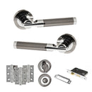 STATUS Dakota Door Handle Pack (Bathroom Set - 3" CE Bathroom Lock, 3" Premium Hinges x3) - Black Nickel/Polished Chrome
