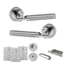 STATUS Dakota Door Handle Pack (Bathroom Set - 3" CE Bathroom Lock, 4" Fire Rated Hinges x3) - Satin Chrome/Polished Chrome