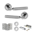 STATUS Dakota Door Handle Pack (3 Lever Lock Set - 3" CE Sashlock, 3" Premium Hinges x3) - Satin Chrome/Polished Chrome