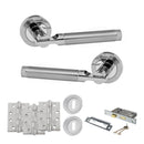 STATUS Dakota Door Handle Pack (3 Lever Lock Set - 3" CE Sashlock, 4" Fire Rated Hinges x3) - Satin Chrome/Polished Chrome