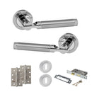 STATUS Dakota Door Handle Pack (3 Lever Lock Set - 2.5" CE Sashlock, 4" Slim Knuckle Hinges x2) - Satin Chrome/Polished Chrome