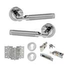 STATUS Dakota Door Handle Pack (Euro Lock Set - 2.5" CE Sashlock, 3" Premium Hinges x3) - Satin Chrome/Polished Chrome