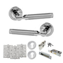 STATUS Dakota Door Handle Pack (Euro Lock Set - 3" CE Sashlock, 4" Fire Rated Hinges x3) - Satin Chrome/Polished Chrome