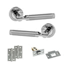 STATUS Dakota Door Handle Pack (Latch Set - 2.5" Latch, 3" Hinges x2) - Satin Chrome/Polished Chrome