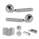 STATUS Dakota Door Handle Pack (Bathroom Set - 3" CE Bathroom Lock, 3" Premium Hinges x3) - Satin Chrome/Polished Chrome