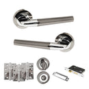 STATUS Tennessee Door Handle Pack (Bathroom Set - 3" CE Bathroom Lock, 4" Fire Rated Hinges x3) - Black Nickel/Polished Chrome