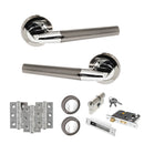 STATUS Tennessee Door Handle Pack (Euro Lock Set - 2.5" CE Sashlock, 3" Premium Hinges x3) - Black Nickel/Polished Chrome