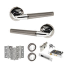 STATUS Tennessee Door Handle Pack (Euro Lock Set - 3" CE Sashlock, 3" Premium Hinges x3) - Black Nickel/Polished Chrome