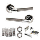 STATUS Tennessee Door Handle Pack (Euro Lock Set - 3" CE Sashlock, 4" Fire Rated Hinges x3) - Black Nickel/Polished Chrome