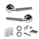 STATUS Tennessee Door Handle Pack (Euro Lock Set - 2.5" CE Sashlock, 4" Slim Knuckle Hinges x2) - Black Nickel/Polished Chrome