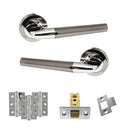 STATUS Tennessee Door Handle Pack (Latch Set - 3" CE Latch, 3" Premium Hinges x3) - Black Nickel/Polished Chrome