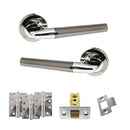 STATUS Tennessee Door Handle Pack (Latch Set - 2.5" CE Latch, 4" Fire Rated Hinges x3) - Black Nickel/Polished Chrome