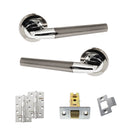 STATUS Tennessee Door Handle Pack (Latch Set - 3" CE Latch, 4" Slim Knuckle Hinges x2) - Black Nickel/Polished Chrome