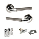 STATUS Tennessee Door Handle Pack (Latch Set - 2.5" Latch, 3" Hinges x2) - Black Nickel/Polished Chrome