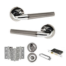 STATUS Tennessee Door Handle Pack (Bathroom Set - 2.5" CE Bathroom Lock, 3" Premium Hinges x3) - Black Nickel/Polished Chrome