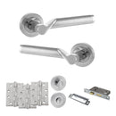 STATUS Hawaii Door Handle Pack (Bathroom Set - 2.5" CE Bathroom Lock, 4" Fire Rated Hinges x3) - Satin Chrome/Polished Chrome