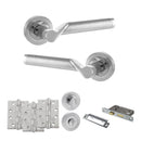 STATUS Hawaii Door Handle Pack (Bathroom Set - 3" CE Bathroom Lock, 4" Fire Rated Hinges x3) - Satin Chrome/Polished Chrome