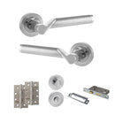 STATUS Hawaii Door Handle Pack (Bathroom Set - 2.5" CE Bathroom Lock, 4" Slim Knuckle Hinges x2) - Satin Chrome/Polished Chrome