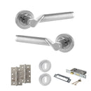 STATUS Hawaii Door Handle Pack (3 Lever Lock Set - 3" CE Sashlock, 4" Slim Knuckle Hinges x2) - Satin Chrome/Polished Chrome