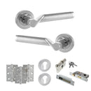 STATUS Hawaii Door Handle Pack (Euro Lock Set - 3" CE Sashlock, 3" Premium Hinges x3) - Satin Chrome/Polished Chrome