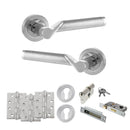 STATUS Hawaii Door Handle Pack (Euro Lock Set - 3" CE Sashlock, 4" Fire Rated Hinges x3) - Satin Chrome/Polished Chrome