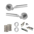 STATUS Hawaii Door Handle Pack (Euro Lock Set - 3" CE Sashlock, 4" Slim Knuckle Hinges x2) - Satin Chrome/Polished Chrome