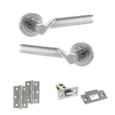 STATUS Hawaii Door Handle Pack (Latch Set - 2.5" Latch, 3" Hinges x2) - Satin Chrome/Polished Chrome