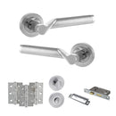 STATUS Hawaii Door Handle Pack (Bathroom Set - 2.5" CE Bathroom Lock, 3" Premium Hinges x3) - Satin Chrome/Polished Chrome