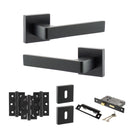 STATUS Montana Door Handle Pack (3 Lever Lock Set - 2.5" CE Sashlock, 3" Premium Hinges x3) - Matt Black