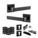 STATUS Montana Door Handle Pack (Euro Lock Set - 2.5" CE Sashlock, 3" Premium Hinges x3) - Matt Black