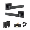 STATUS Montana Door Handle Pack (Latch Set - 2.5" CE Latch, 4" Slim Knuckle Hinges x2) - Matt Black