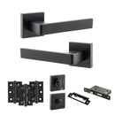 STATUS Montana Door Handle Pack (Bathroom Set - 3" CE Bathroom Lock, 3" Premium Hinges x3) - Matt Black