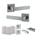STATUS Montana Door Handle Pack (Bathroom Set - 2.5" CE Bathroom Lock, 4" Fire Rated Hinges x3) - Satin Chrome