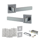 STATUS Montana Door Handle Pack (3 Lever Lock Set - 2.5" CE Sashlock, 4" Fire Rated Hinges x3) - Satin Chrome