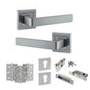 STATUS Montana Door Handle Pack (Euro Lock Set - 2.5" CE Sashlock, 3" Premium Hinges x3) - Satin Chrome